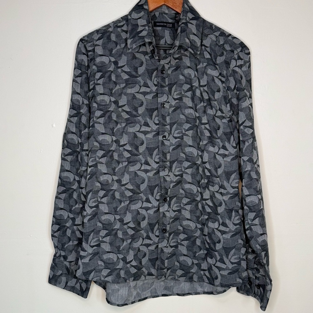 Kenneth Cole New York Abstract Geometric Button Down Shirt - Large